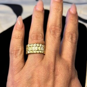 NEW 18 KT GOLD MICRO PAVE LINK RING SIZE 7.